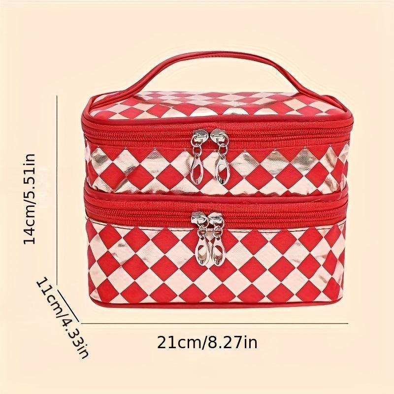 Leopard Print Double Layer Makeup Bag Waterproof Large Capacity Storage Bag