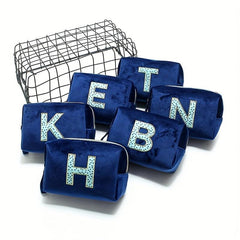 Plush Letter Print Makeup Bag Zipper Storage Lightweight Travel Organizer