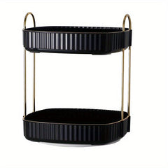 360 Rotating Plated Edge Organizer Cosmetics Storage Tray