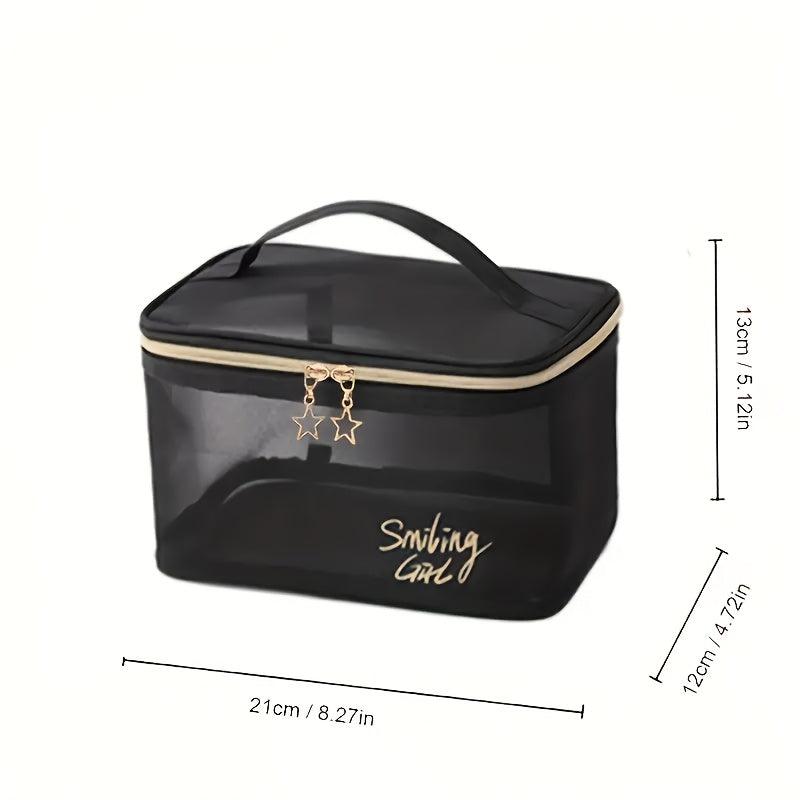 Mesh Clear Travel Toiletry Bag with Zipper & Handle