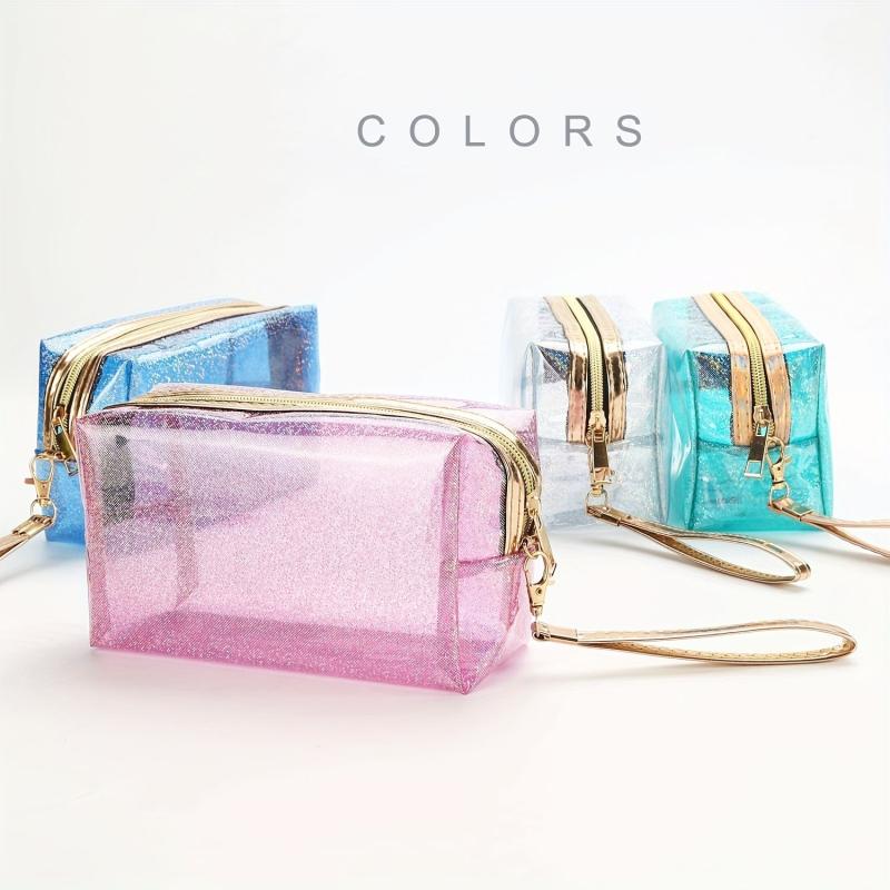 Clear Waterproof Cosmetic Bag with Zipper, Travel Makeup Storage