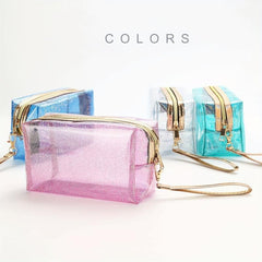 Clear Waterproof Cosmetic Bag with Zipper, Travel Makeup Storage
