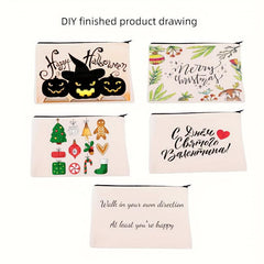 10pcs DIY Blank Canvas Bag Makeup Bag Zipper Pouch Travel Storage Gift