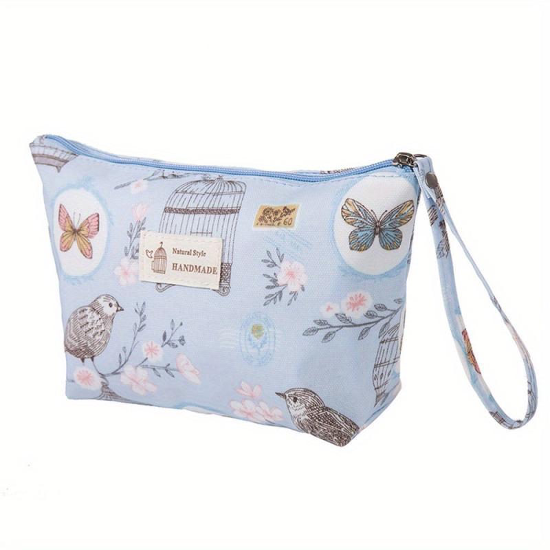 Flower Pattern Toiletry Travel Bag Canvas Cosmetic Makeup Storage Pouch