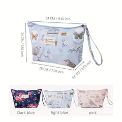 Flower Pattern Toiletry Travel Bag Canvas Cosmetic Makeup Storage Pouch