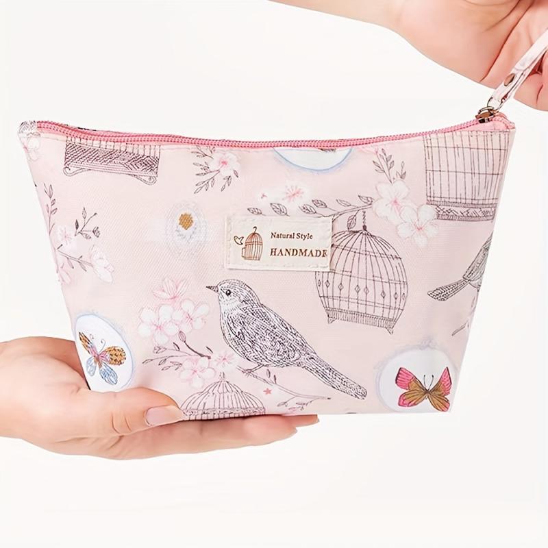 Flower Pattern Toiletry Travel Bag Canvas Cosmetic Makeup Storage Pouch