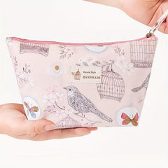Flower Pattern Toiletry Travel Bag Canvas Cosmetic Makeup Storage Pouch