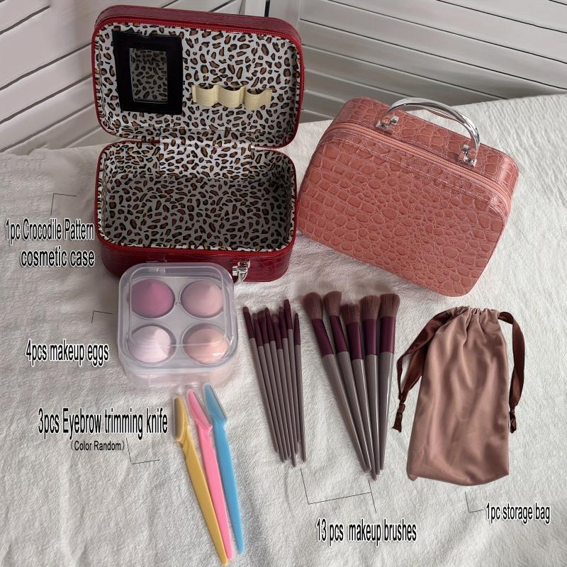 Leopard Makeup Bag Crocodile Cosmetics Case Stone Makeup Box