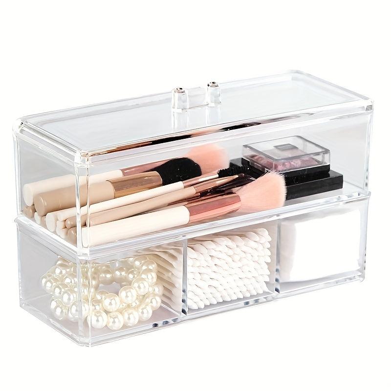 Acrylic Makeup Organizer Box with Lid for Beauty Storage