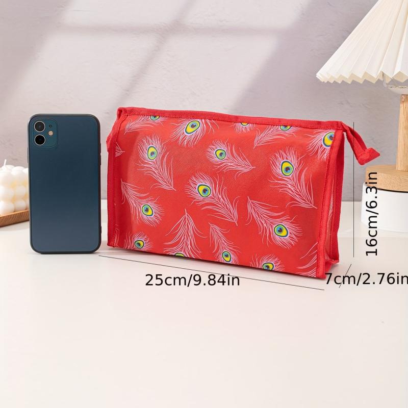 Feather Print Makeup Bag Waterproof Roomy Perfect for Travel