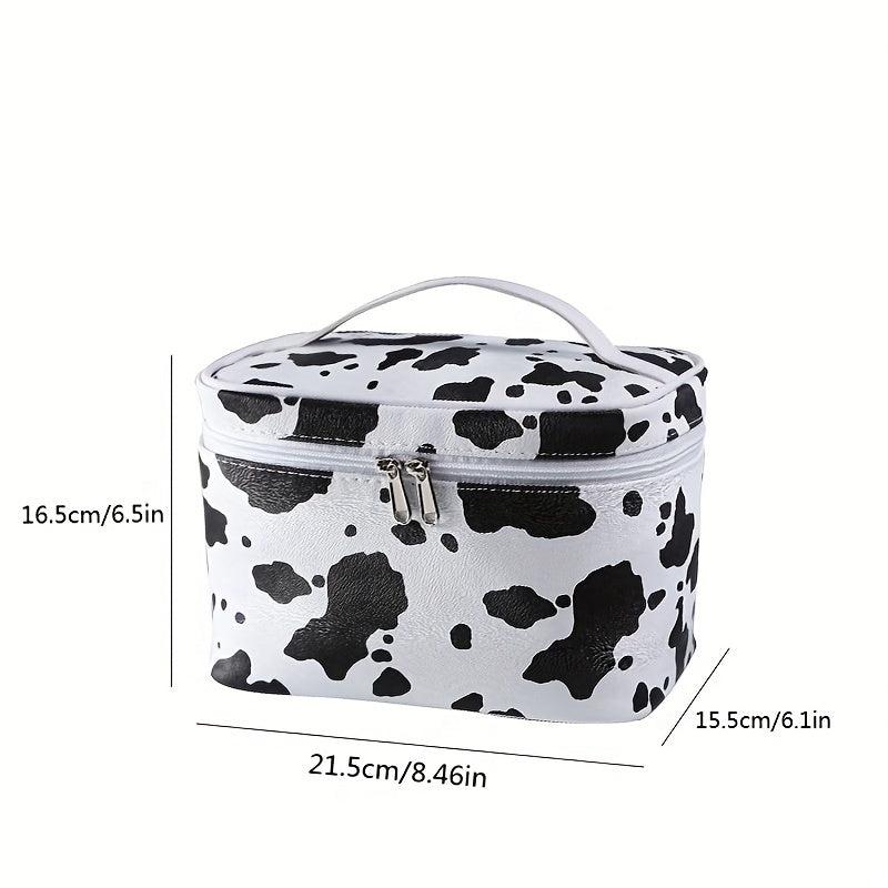Cow Pattern Cosmetic Bag Large Capacity Makeup Case Travel Toiletry Bag