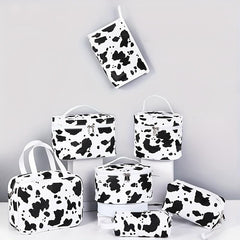 Cow Pattern Cosmetic Bag Large Capacity Makeup Case Travel Toiletry Bag