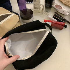 Small Canvas Toiletry Bag for Women Durable Travel Makeup Pouch with Zipper