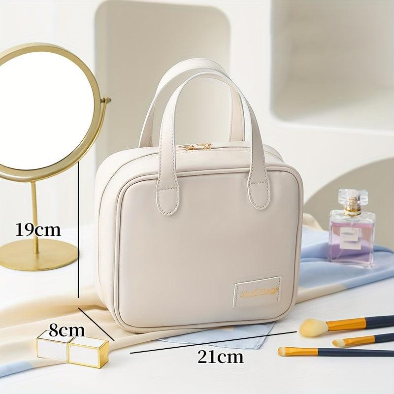 PU Travel Makeup Bag With Handle Small Cosmetic Bag Waterproof Organizer Case