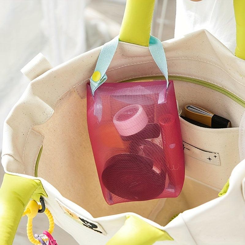 Roomy Mesh Makeup Bag with Handle - Portable Travel Storage Pouch