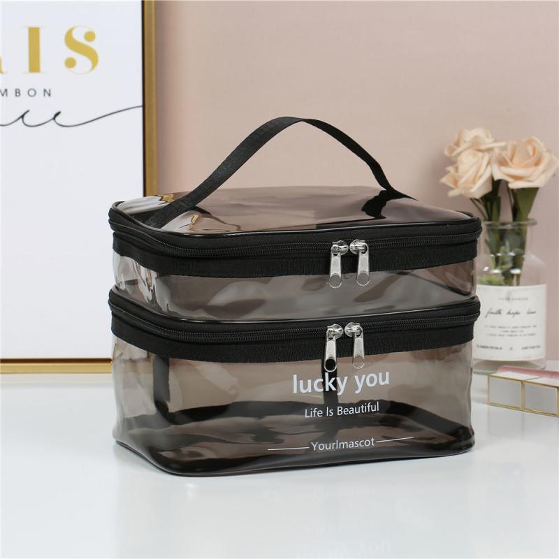Women's Double Layer Large Capacity Portable Cosmetic Bag