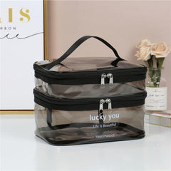 Women's Double Layer Large Capacity Portable Cosmetic Bag