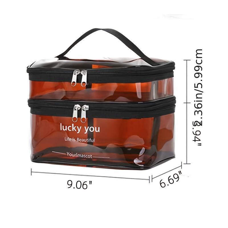Women's Double Layer Large Capacity Portable Cosmetic Bag