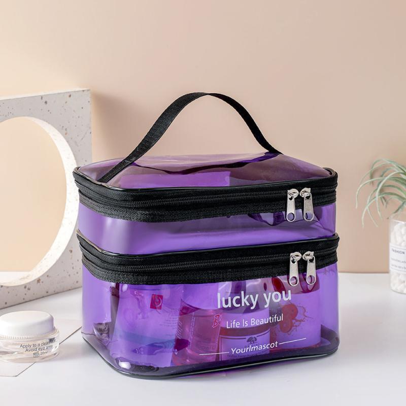 Women's Double Layer Large Capacity Portable Cosmetic Bag
