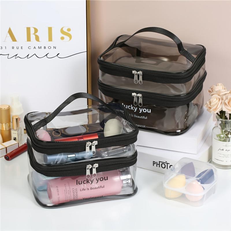 Women's Double Layer Large Capacity Portable Cosmetic Bag