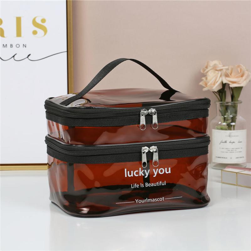 Women's Double Layer Large Capacity Portable Cosmetic Bag