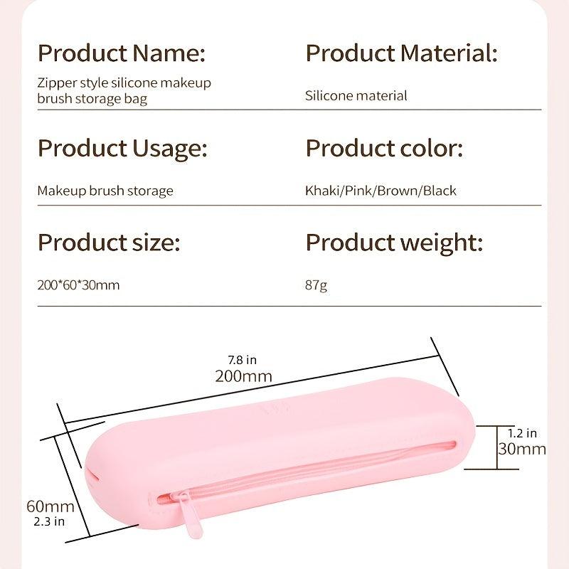 Silicone Makeup Brush Holder with Zipper Closure