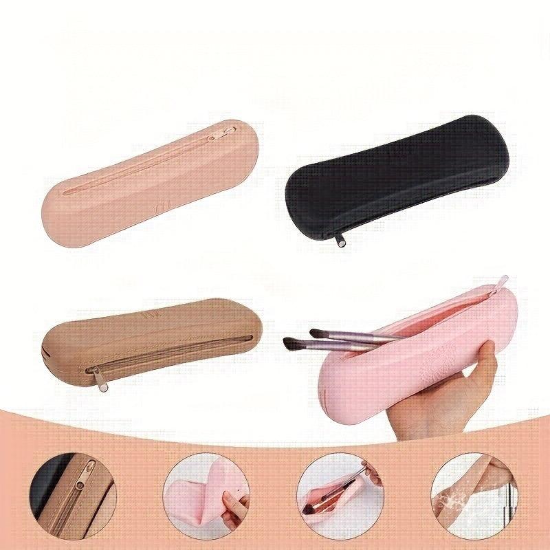Silicone Makeup Brush Holder with Zipper Closure