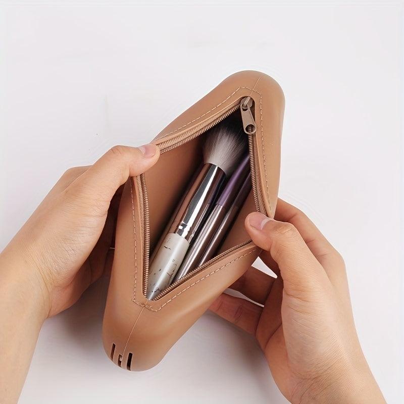 Silicone Makeup Brush Holder with Zipper Closure