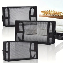 3pcs Portable Mesh Makeup Toiletry Bags with Zipper, Lightweight and Spacious