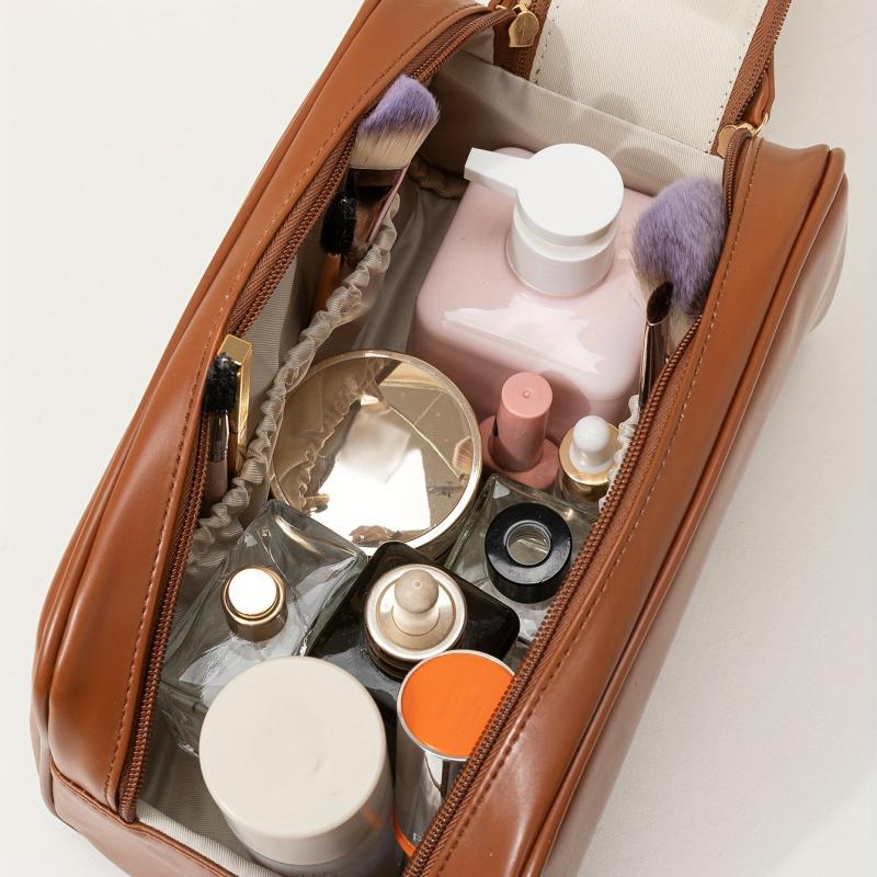 Large Capacity Travel Cosmetic Bag For Women Makeup Bag PU Leather Waterproof