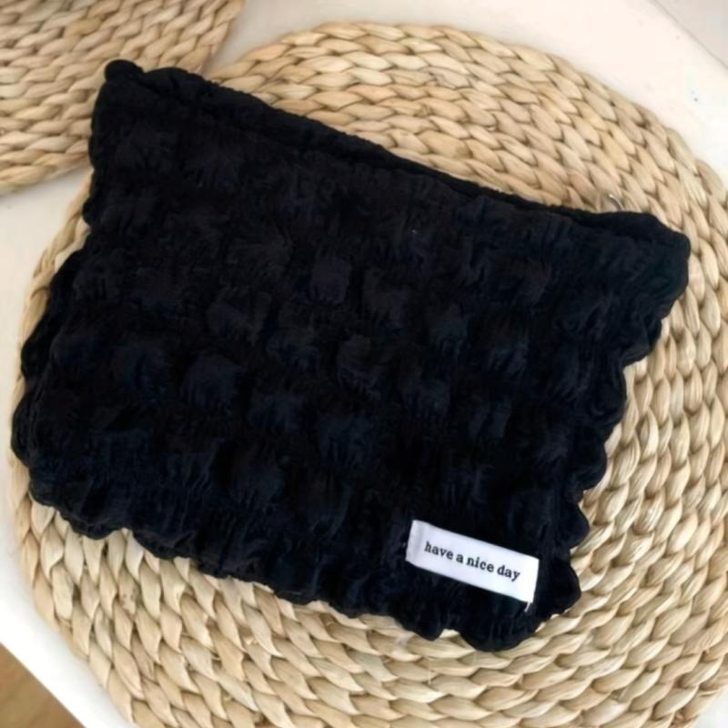 Waffle Makeup Organizer Pouch Ruched Cosmetic Bag Y2k Purse