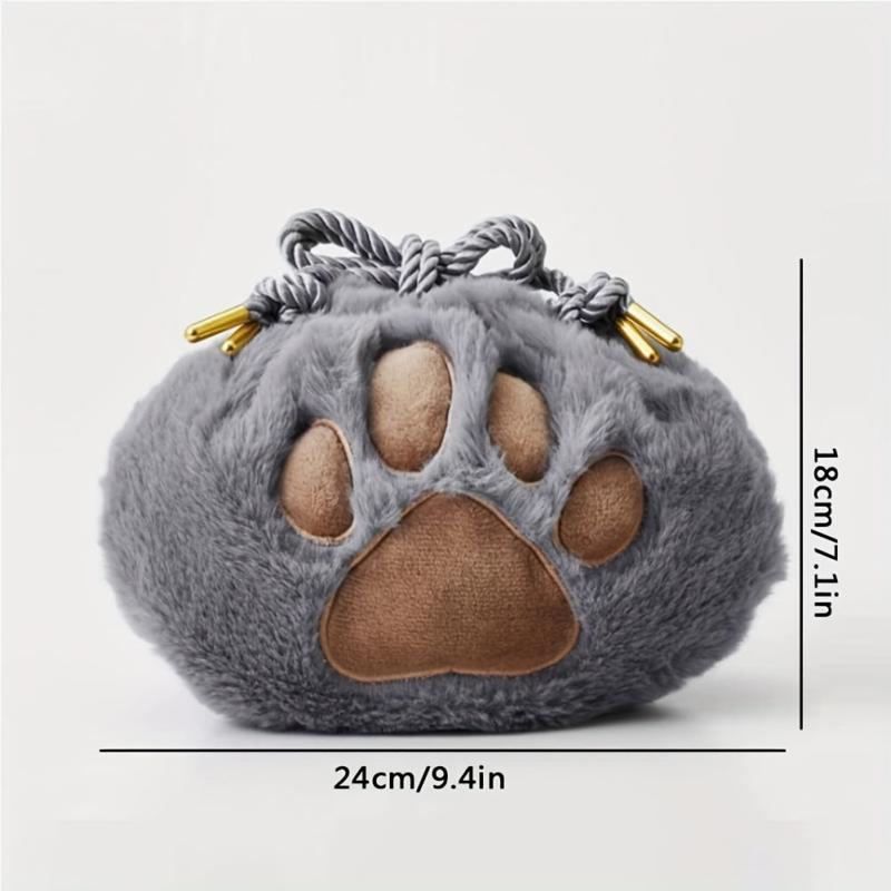 Plush Cat Claw Makeup Bag Dark Gray