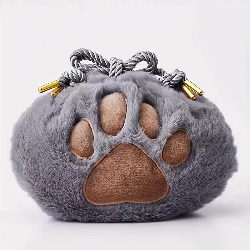 Plush Cat Claw Makeup Bag Dark Gray