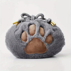 Plush Cat Claw Makeup Bag Dark Gray
