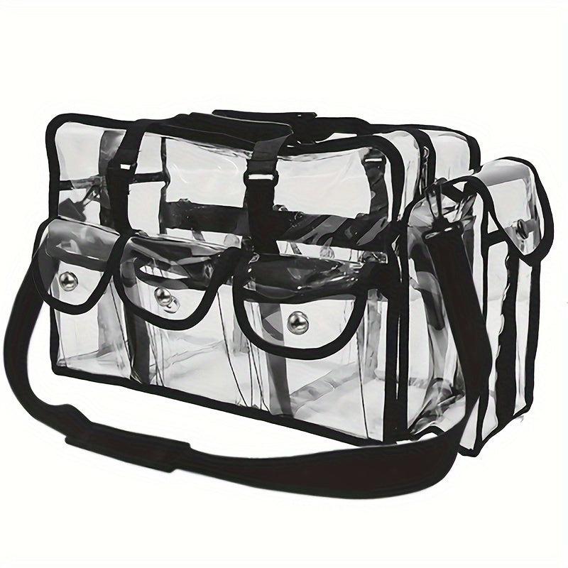 Clear Makeup Organizer Bag Adjustable Strap Sturdy Zipper External Pockets