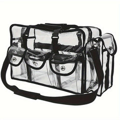 Clear Makeup Organizer Bag Adjustable Strap Sturdy Zipper External Pockets