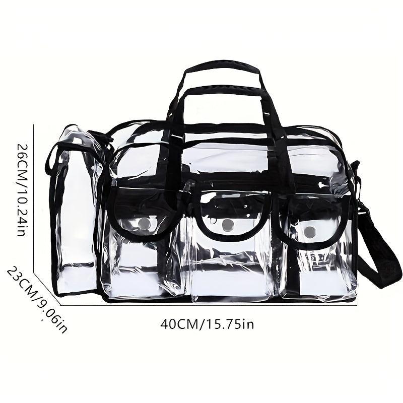Clear Makeup Organizer Bag Adjustable Strap Sturdy Zipper External Pockets