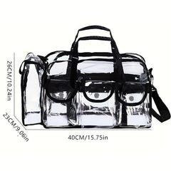 Clear Makeup Organizer Bag Adjustable Strap Sturdy Zipper External Pockets