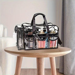 Clear Makeup Organizer Bag Adjustable Strap Sturdy Zipper External Pockets