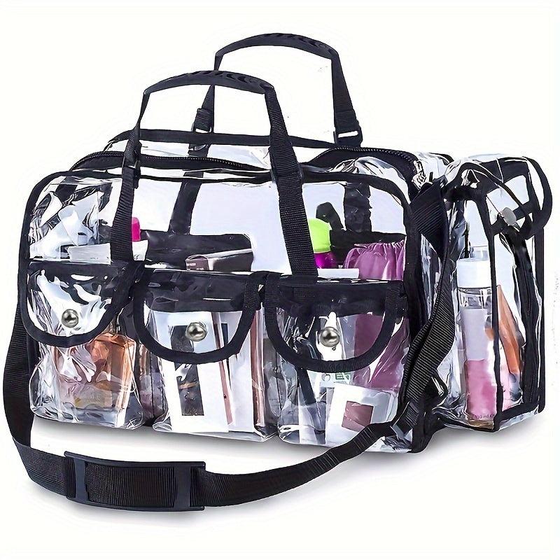 Clear Makeup Organizer Bag Adjustable Strap Sturdy Zipper External Pockets