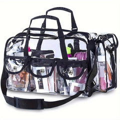 Clear Makeup Organizer Bag Adjustable Strap Sturdy Zipper External Pockets