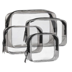 4PCS Transparent PVC Storage Bag Beauty Case Toiletry Bag Zipper Pouch