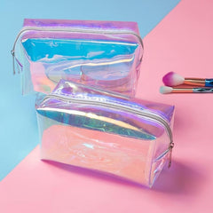 Laser Transparent Makeup Bag Waterproof Storage Bags TPU Cosmetic Zipper Purse