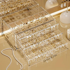 3-Drawer Jewelry Organizer Rings Earrings Holder Clear Box Gift
