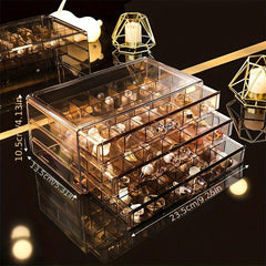 3-Drawer Jewelry Organizer Rings Earrings Holder Clear Box Gift