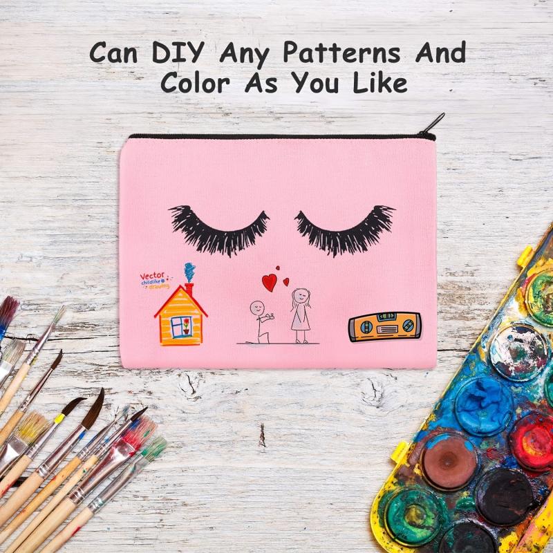 1pc Eyelash Makeup Bag Canvas Cosmetic Bags Multipurpose Travel Pouches