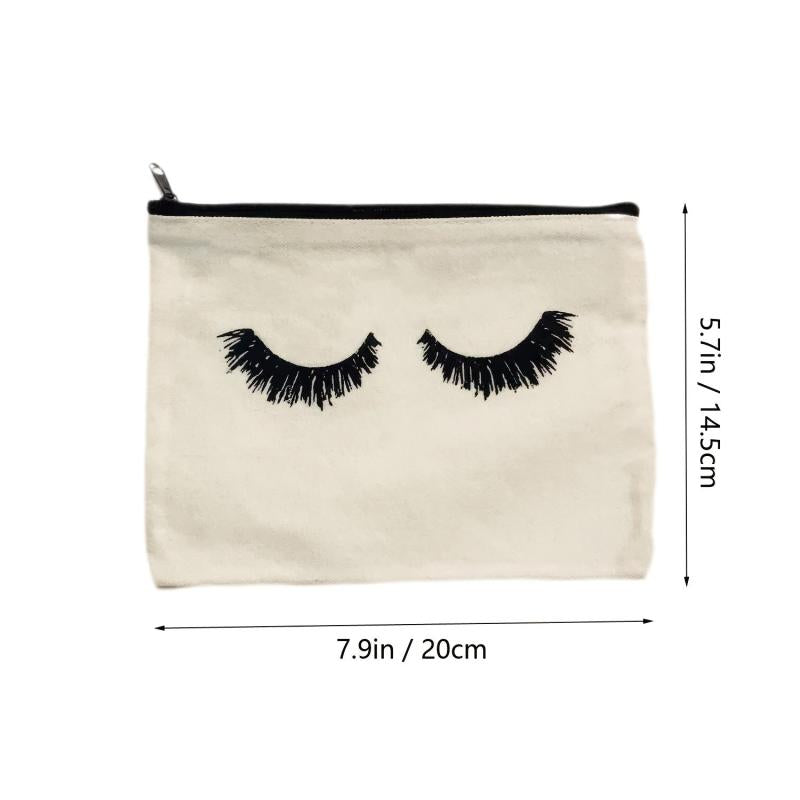 1pc Eyelash Makeup Bag Canvas Cosmetic Bags Multipurpose Travel Pouches