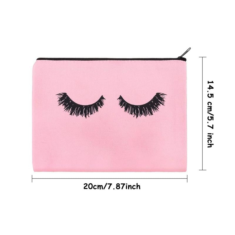 1pc Eyelash Makeup Bag Canvas Cosmetic Bags Multipurpose Travel Pouches