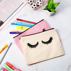 1pc Eyelash Makeup Bag Canvas Cosmetic Bags Multipurpose Travel Pouches