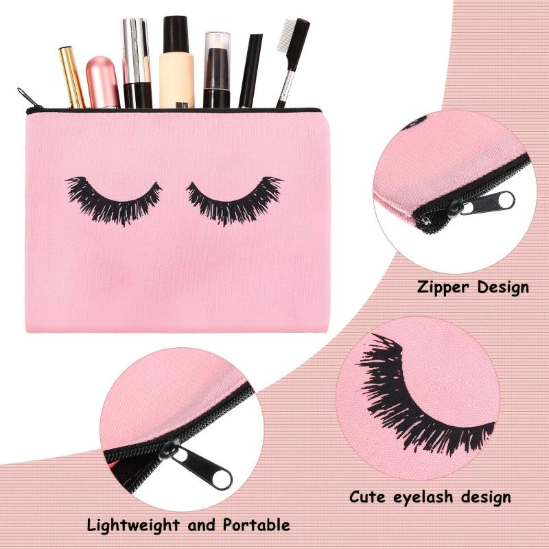 1pc Eyelash Makeup Bag Canvas Cosmetic Bags Multipurpose Travel Pouches
